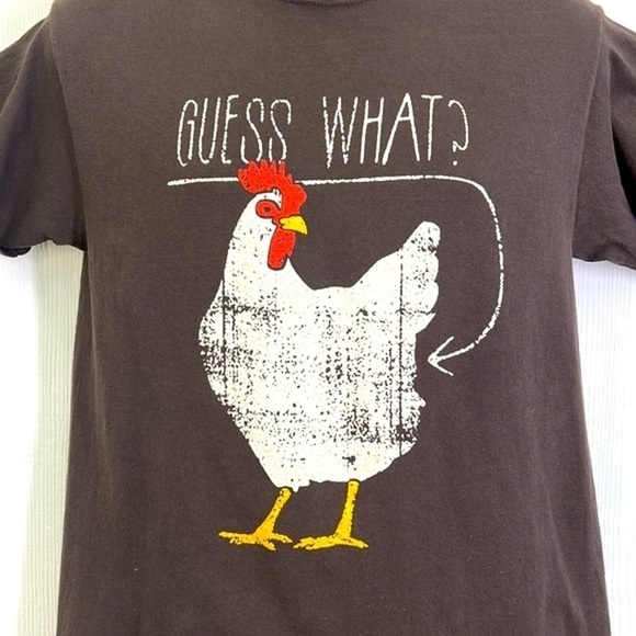 Gildan - What’s Up Chicken Funny Graphic Brown Short Sleeve T Shirt Size Medium - Picture 3 of 8